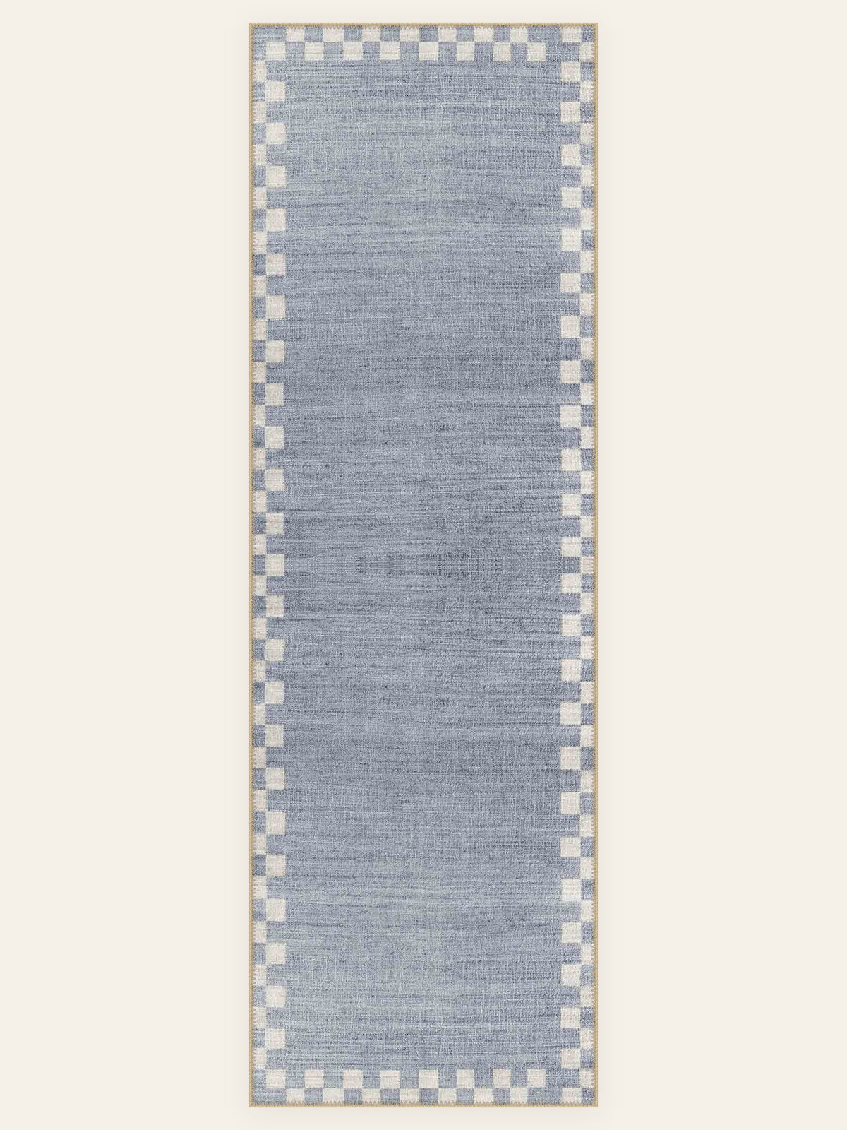 Harbor Check washable rug, runner shape, top view