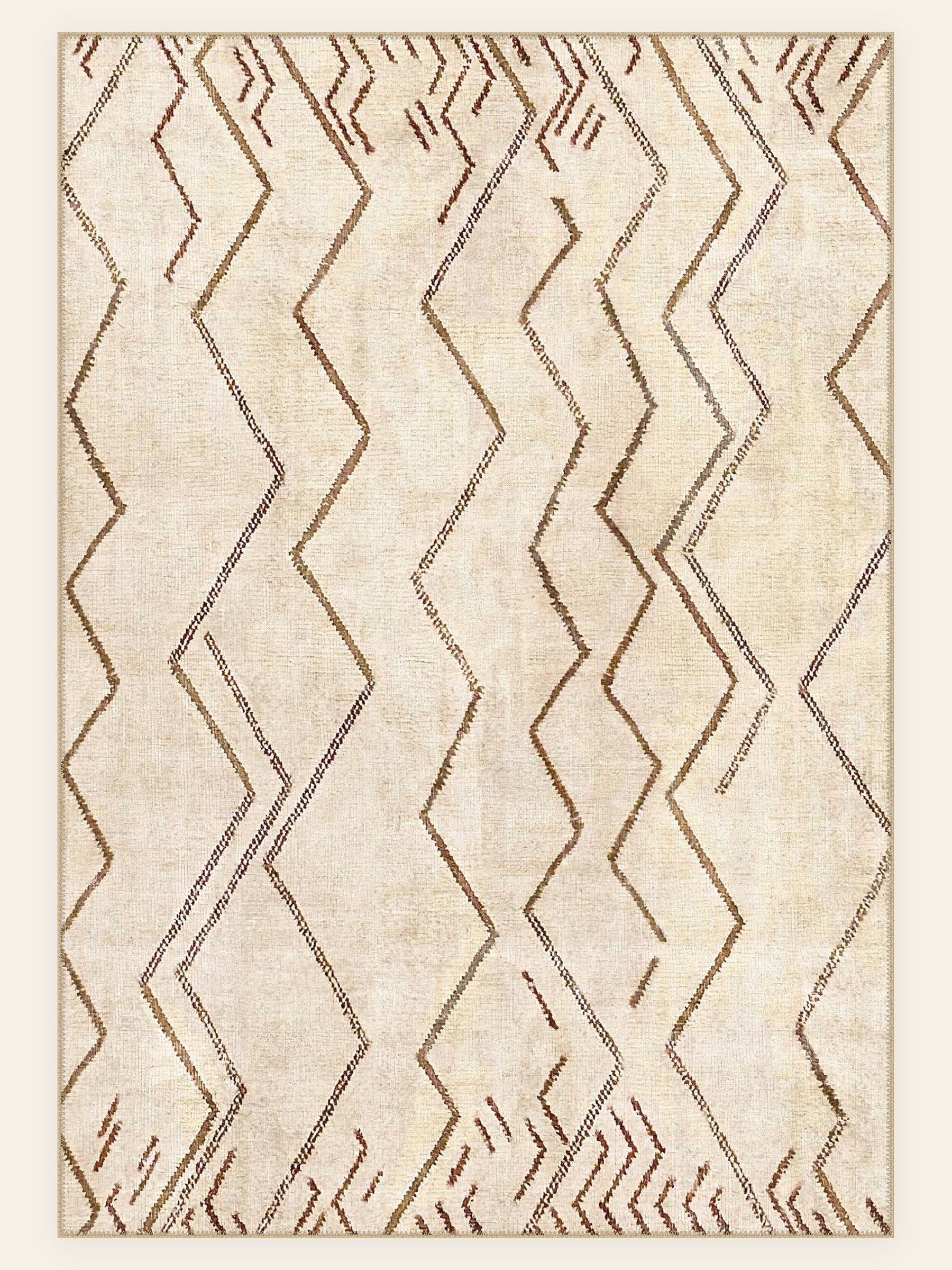 Zigzag Nomad washable rug, rectangle shape, top view