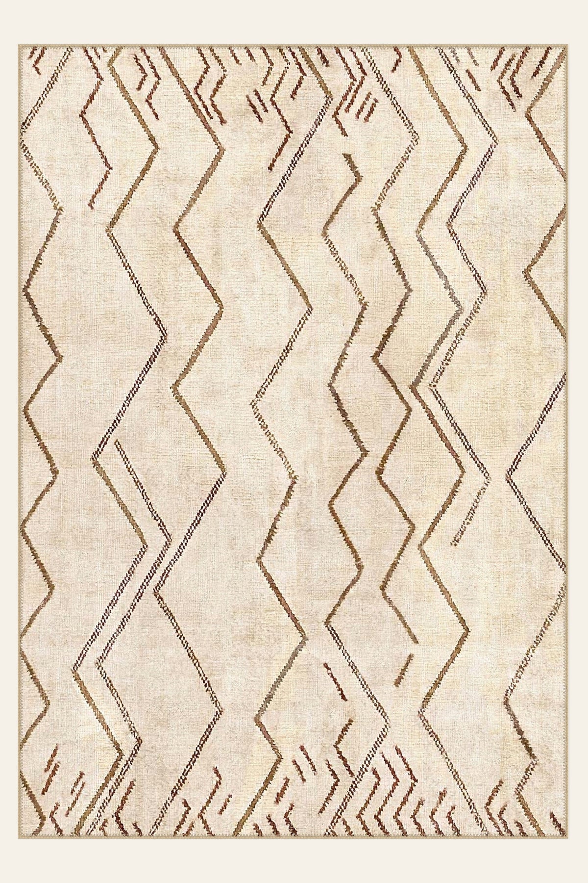 Zigzag Nomad washable rug, rectangle shape, top view