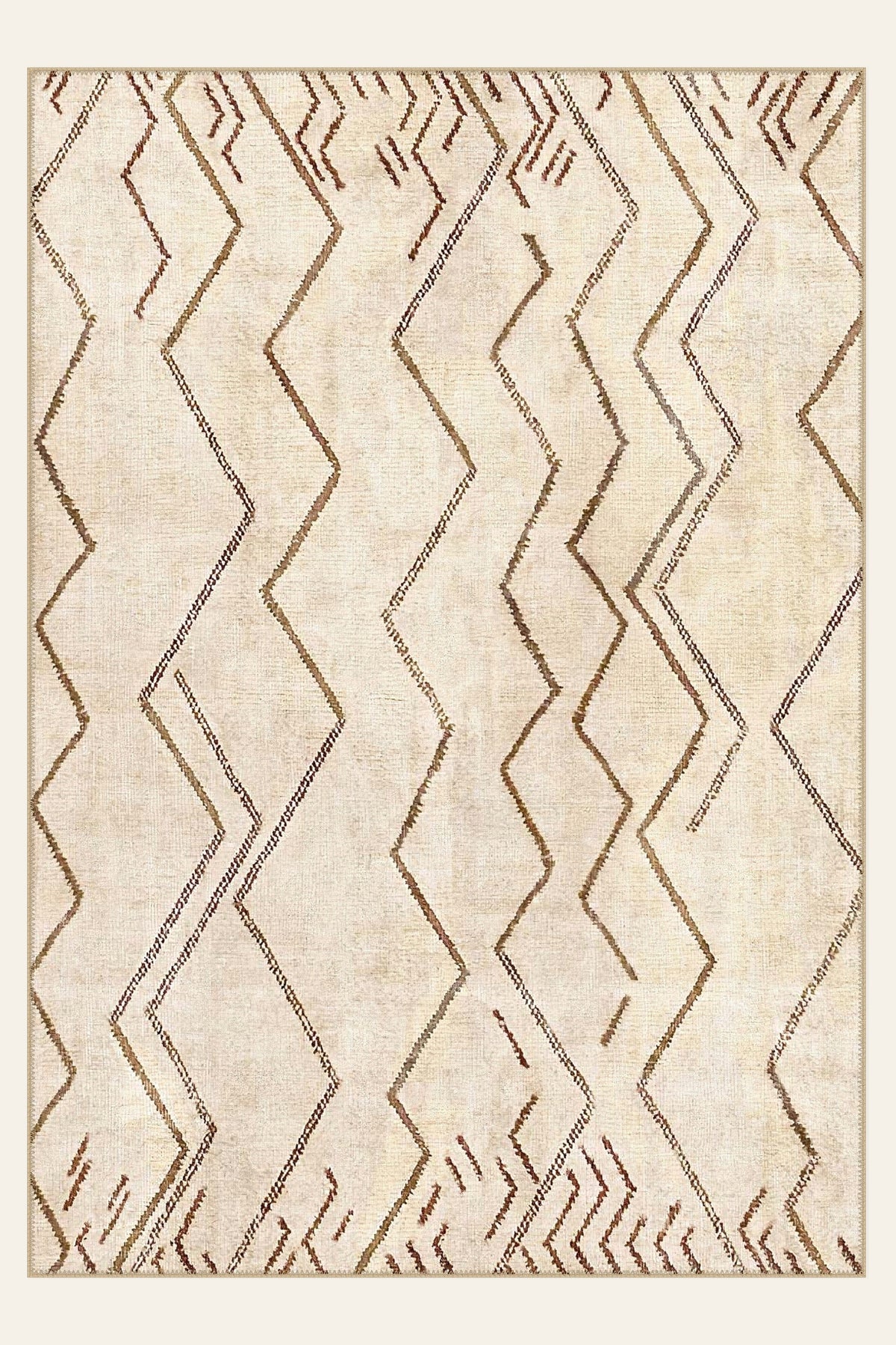 Zigzag Nomad washable rug, rectangle shape, top view