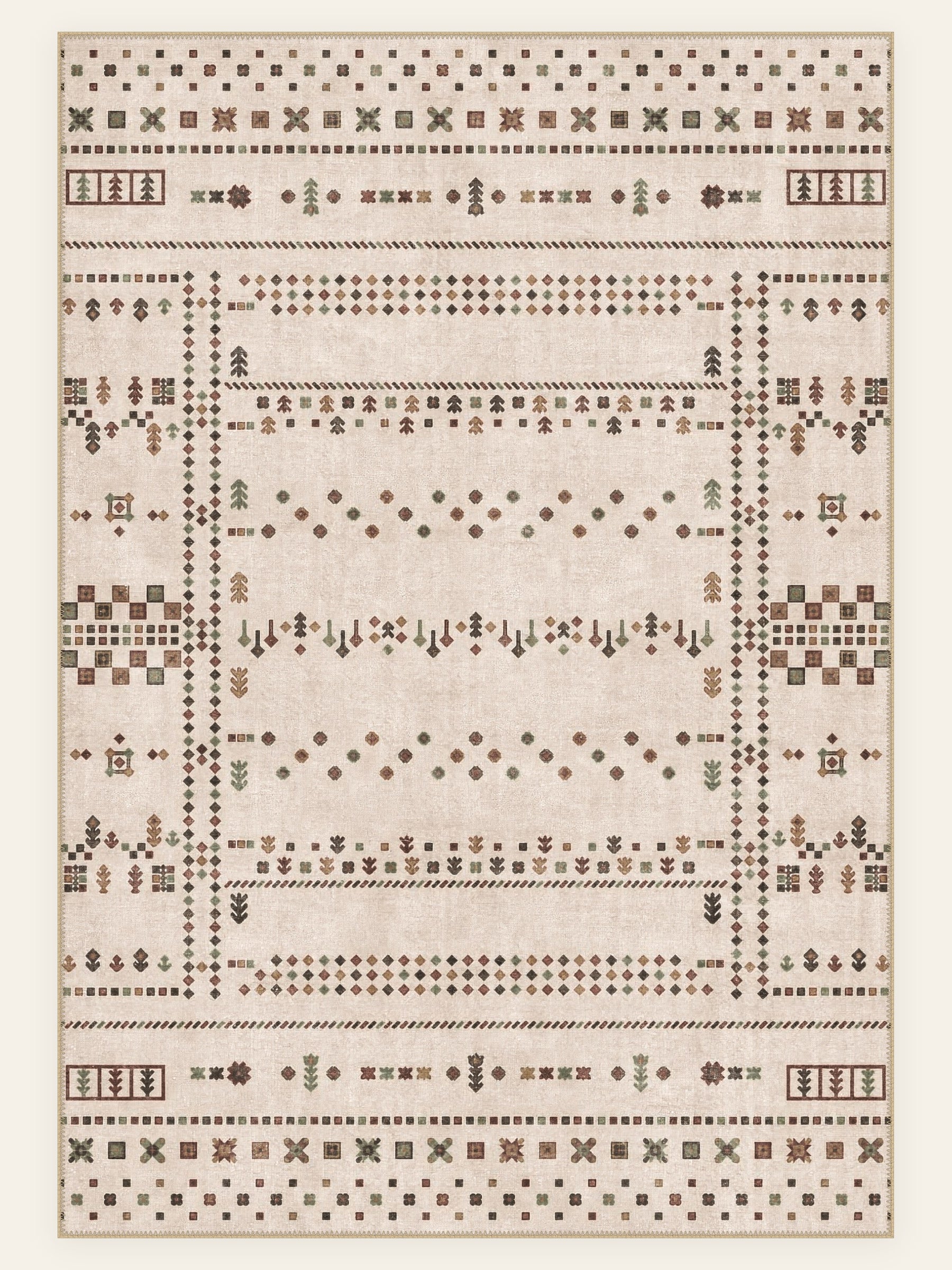 Suzani Bloom washable rug, rectangle shape, top view