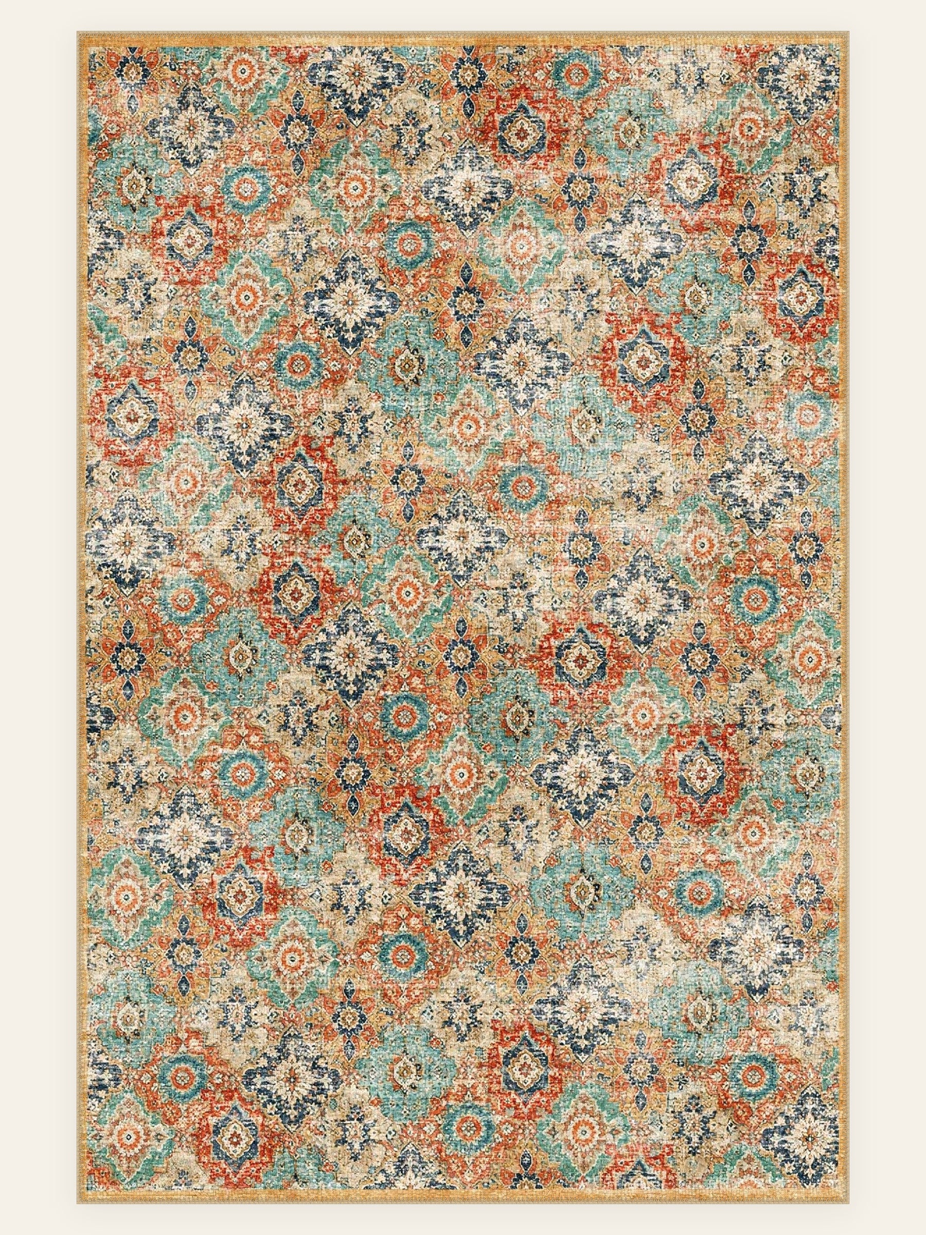 Mosaic Garden washable rug, rectangle shape, top view