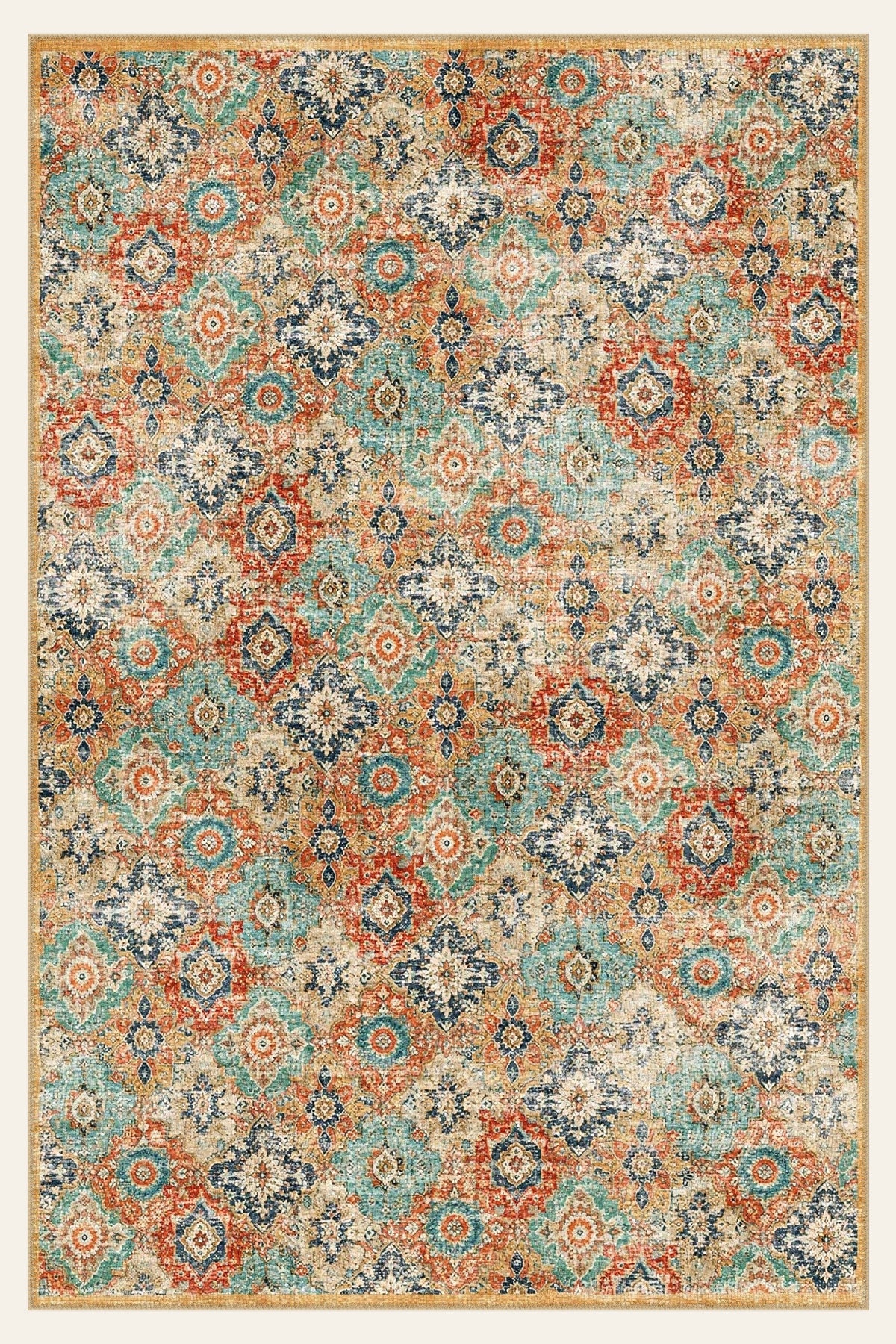 Mosaic Garden washable rug, rectangle shape, top view