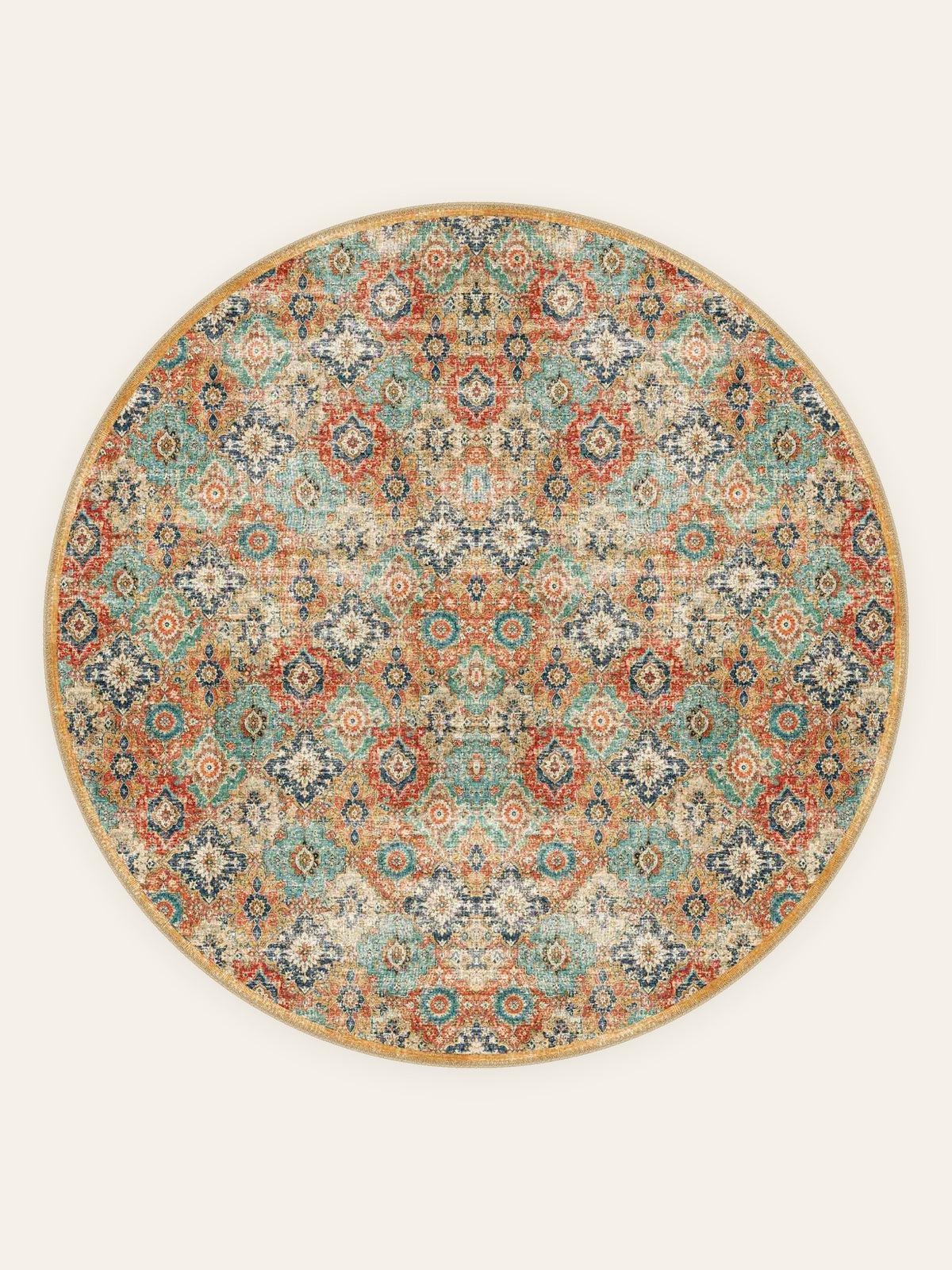 Waschbarer Teppich Mosaic Garden, runde Form, Draufsicht