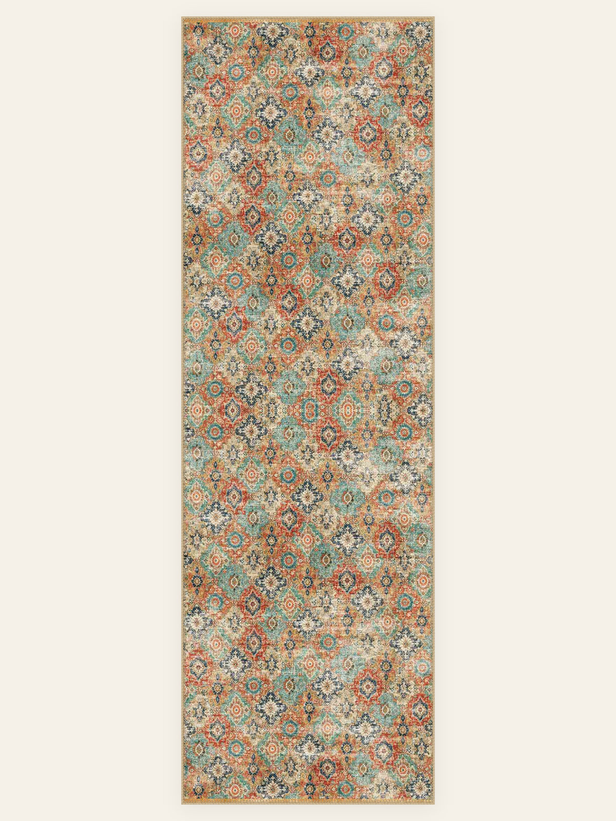 Mosaic Garden washable rug, runner shape, top view