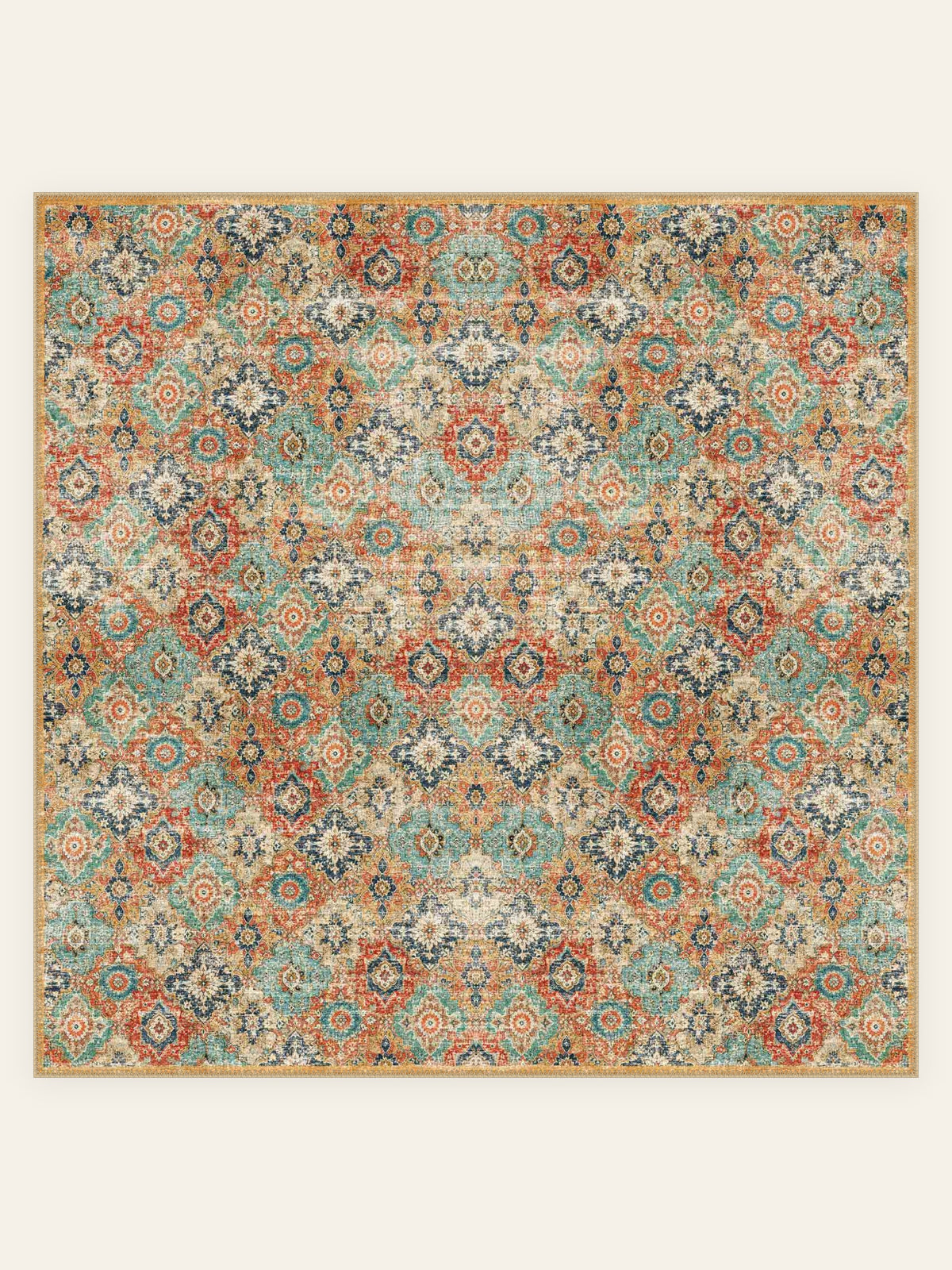 Tapis lavable Mosaic Garden, forme carrée, vu de dessus