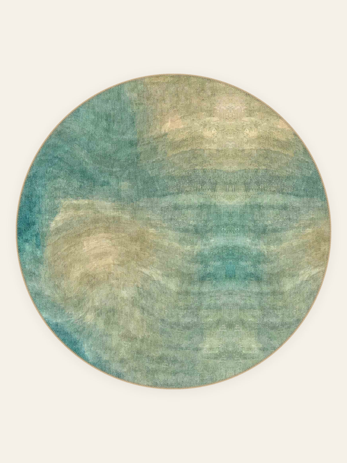 Lagoon Mist washable rug, round shape, top view