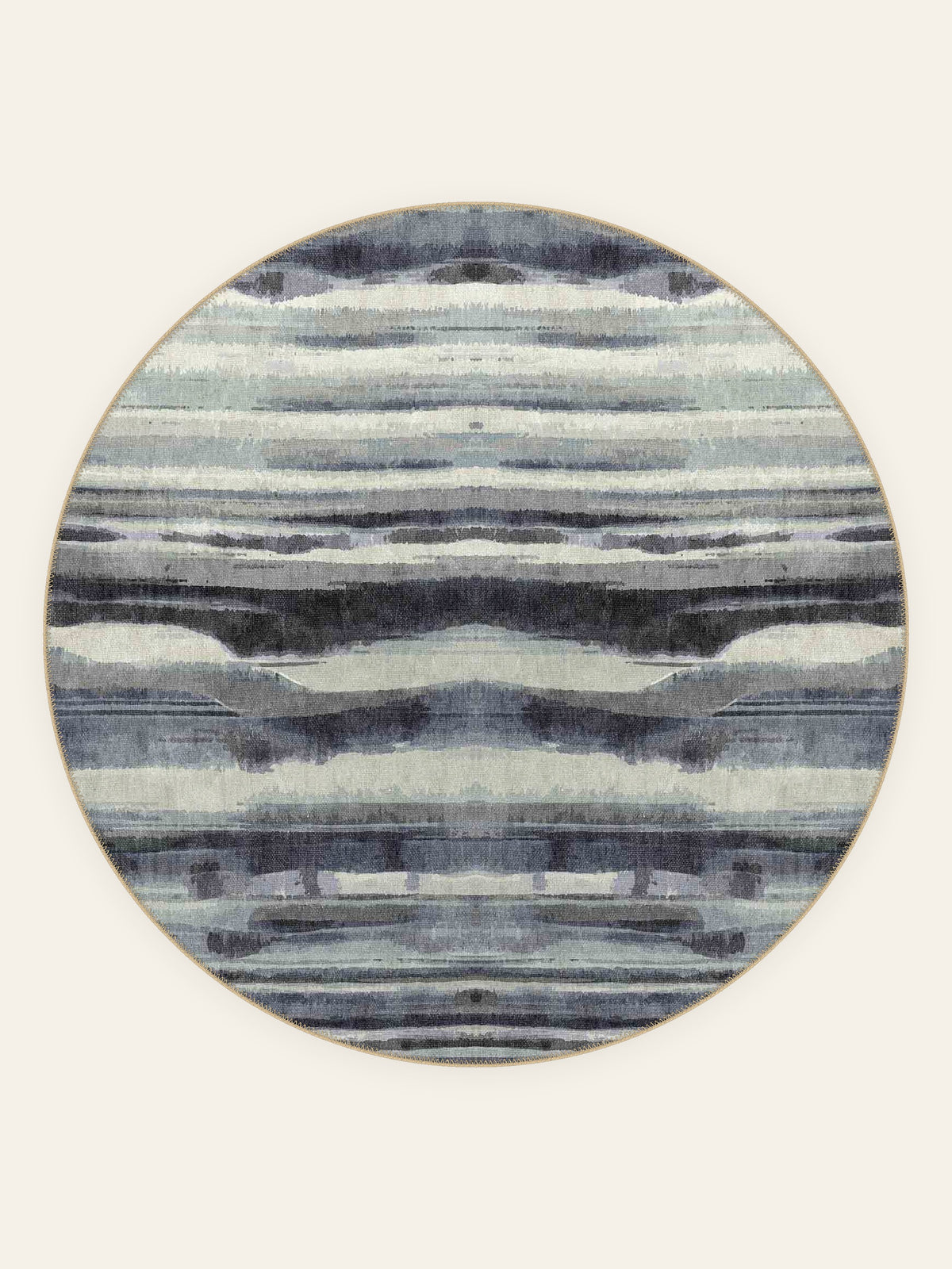 Storm Horizon washable rug, round shape, top view
