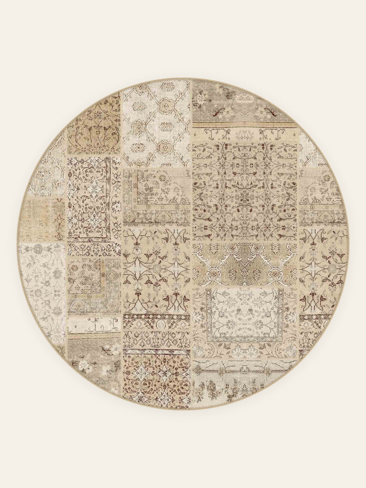 Waschbarer Teppich Patchwork Fade, runde Form, Draufsicht