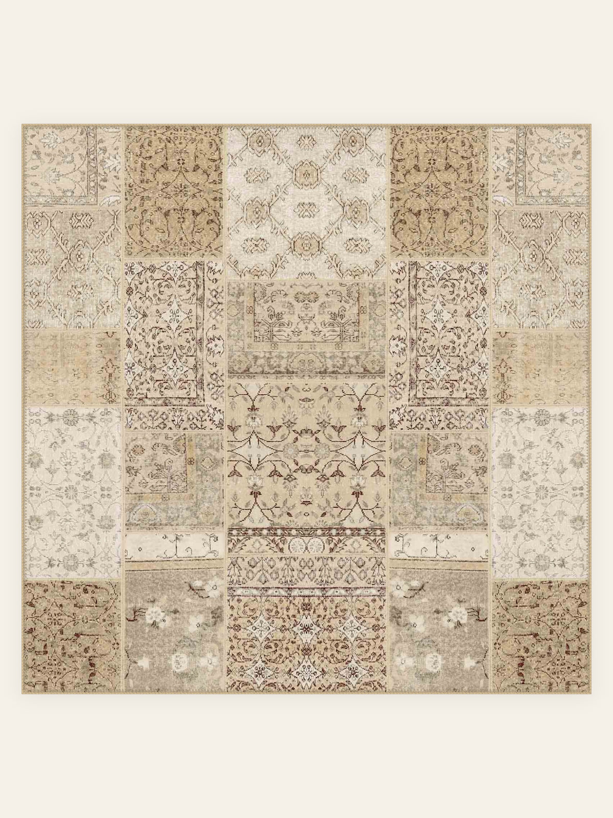 Tapis lavable Patchwork Fade, forme carrée, vu de dessus