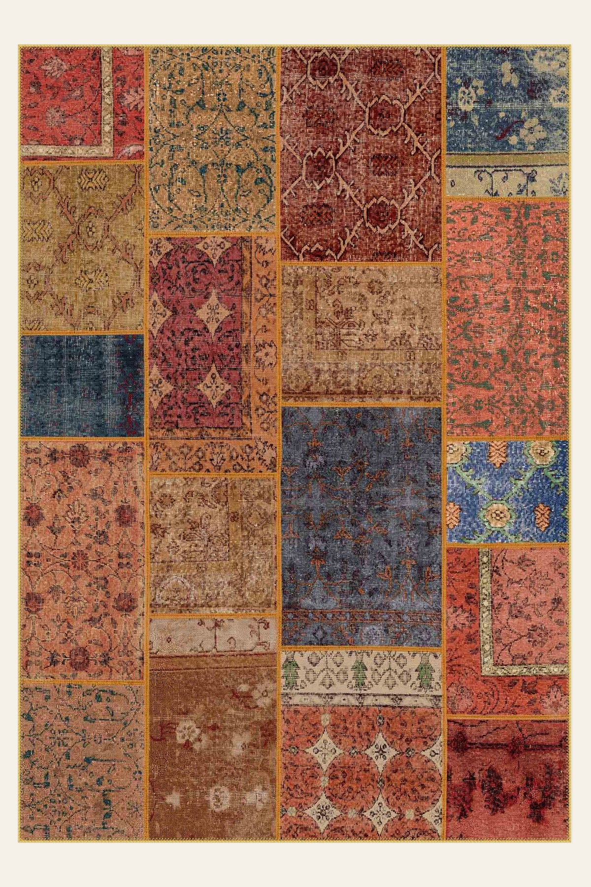 Patchwork Bazaar washable rug, rectangle shape, top view