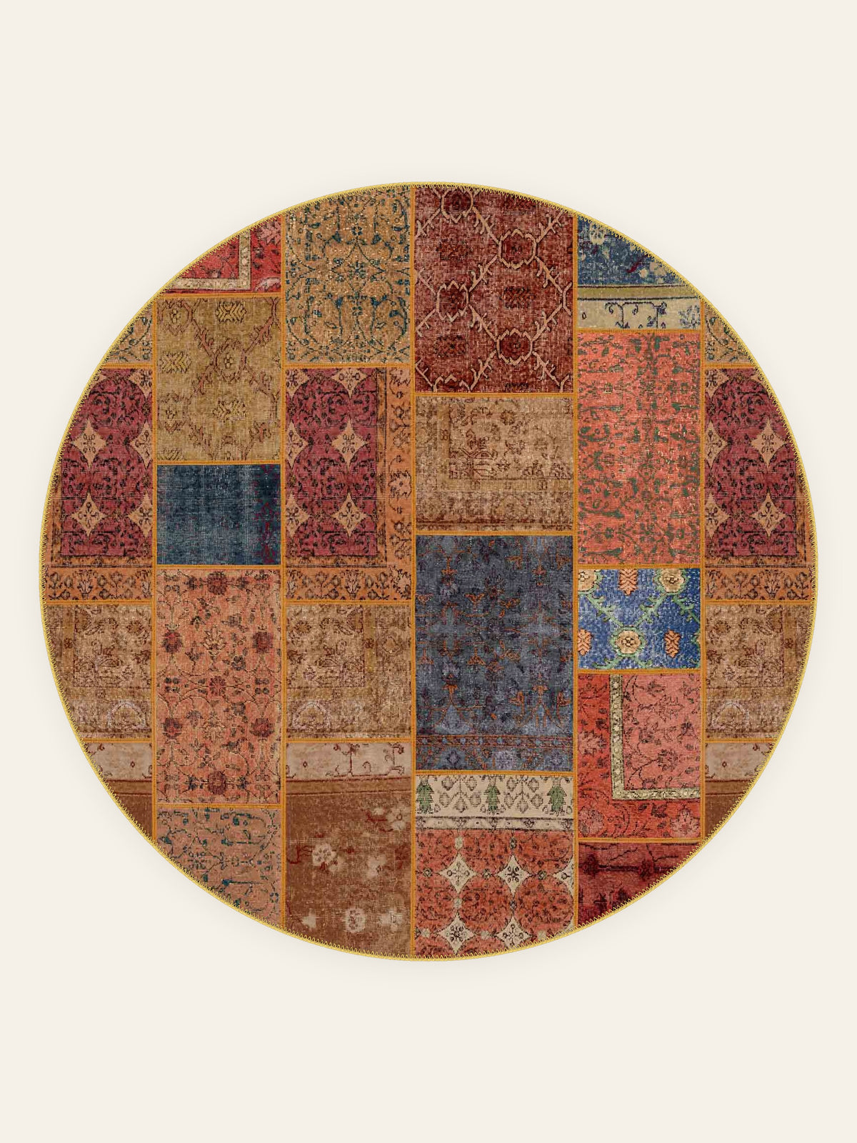 Patchwork Bazaar washable rug, round shape, top view