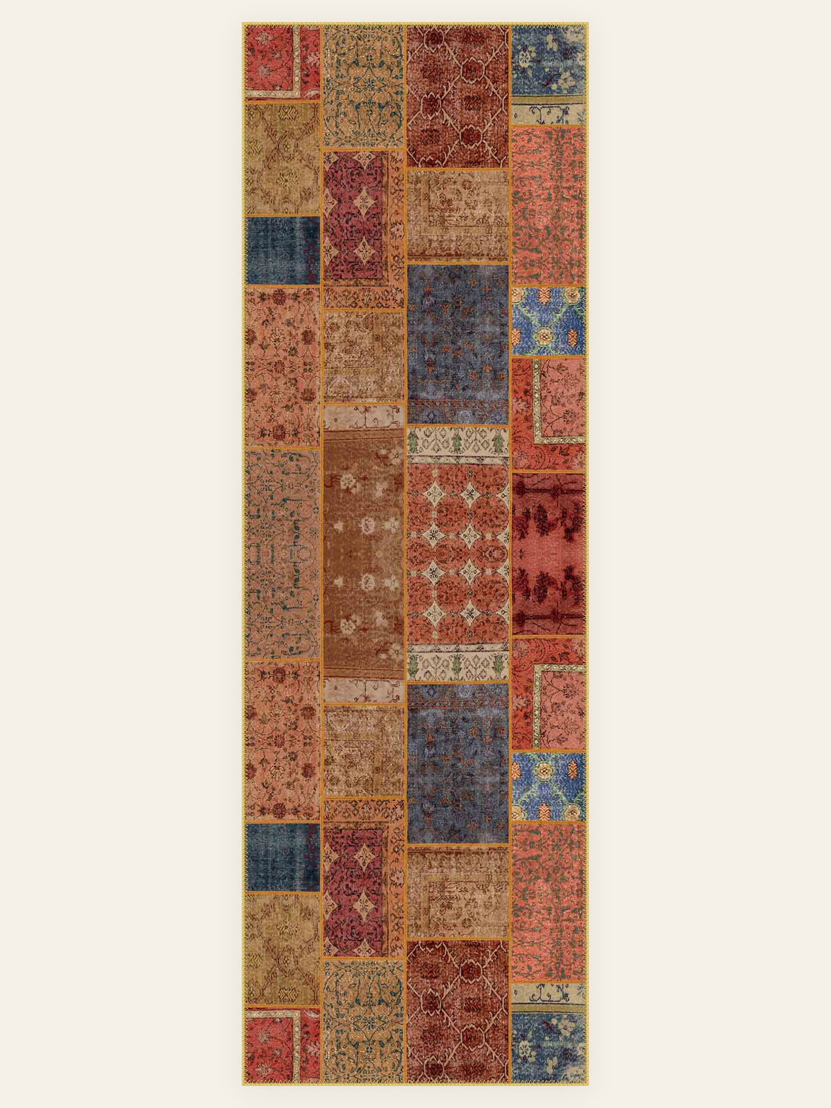 Patchwork Bazaar washable rug, runner shape, top view
