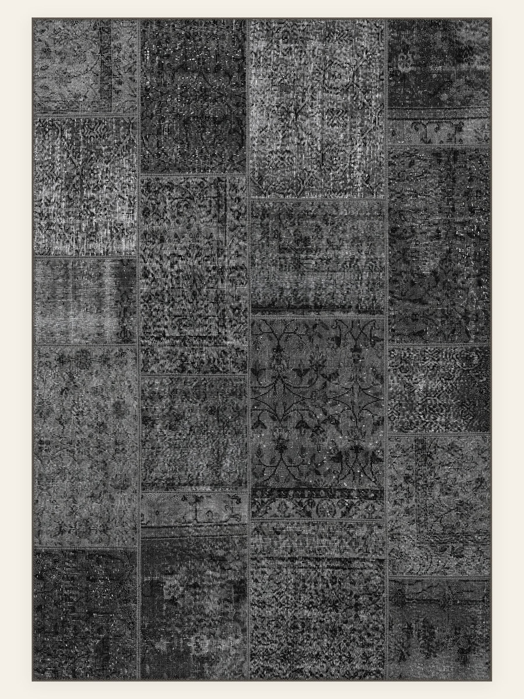 Patchwork Noir washable rug, rectangle shape, top view
