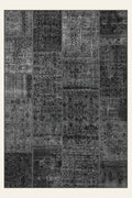 Patchwork Noir washable rug, rectangle shape, top view