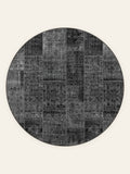 Patchwork Noir washable rug, round shape, top view
