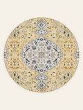 Golden Medallion washable rug, round shape, top view