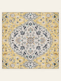Tapis lavable Golden Medallion, forme carrée, vu de dessus