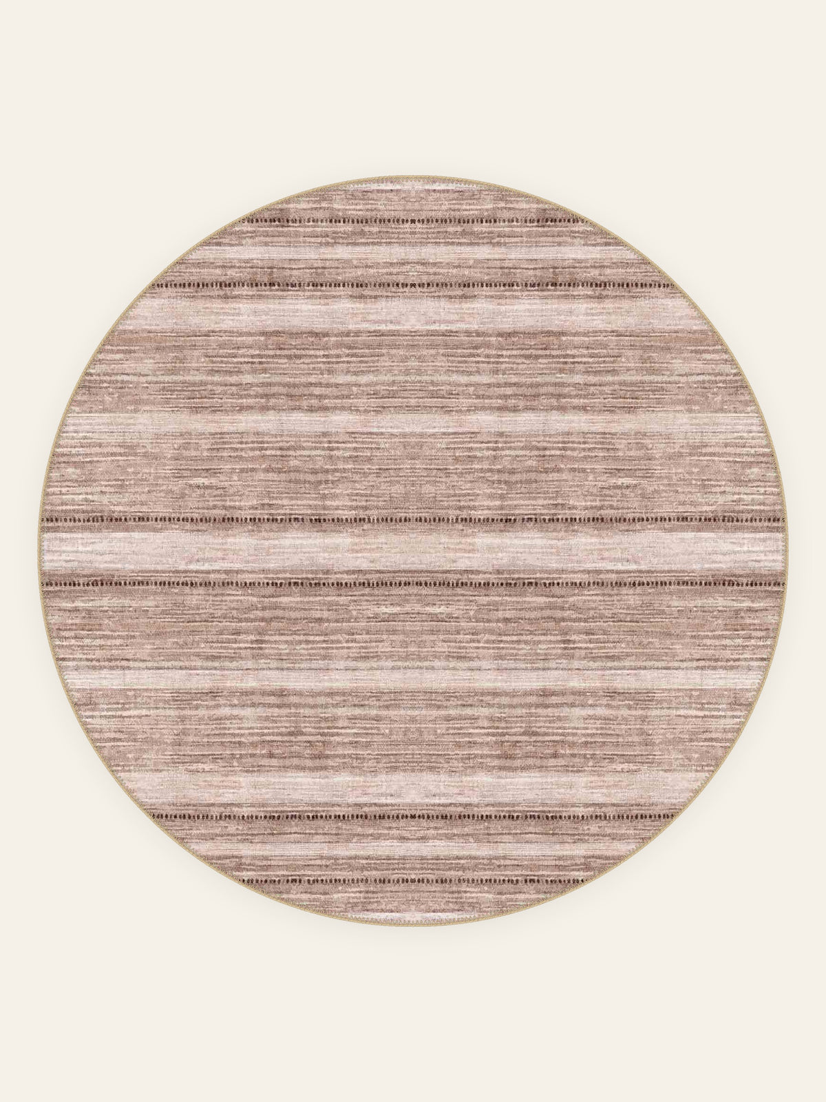 Rosewood Stripe washable rug, round shape, top view