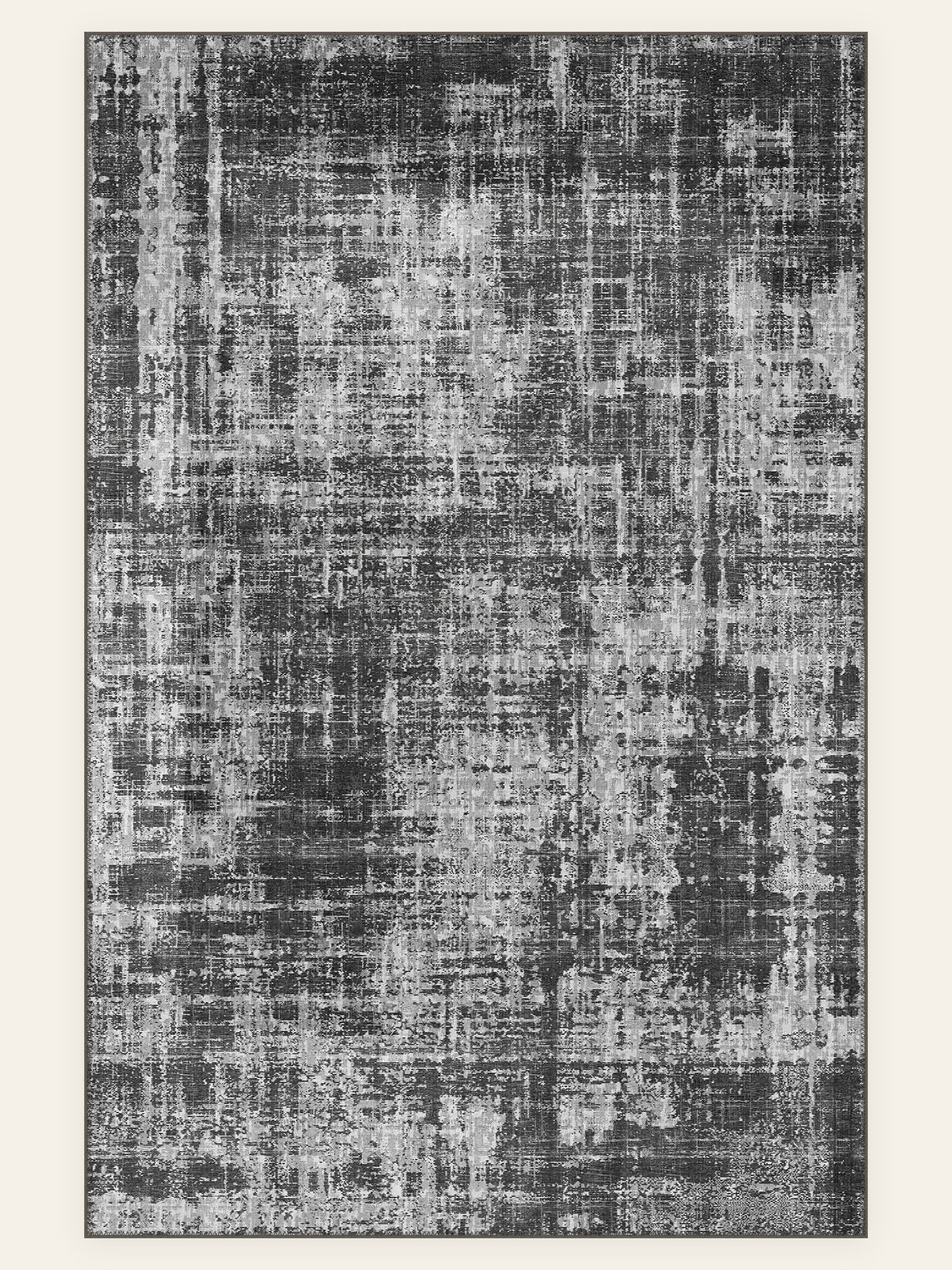 Graphite Wash washable rug, rectangle shape, top view