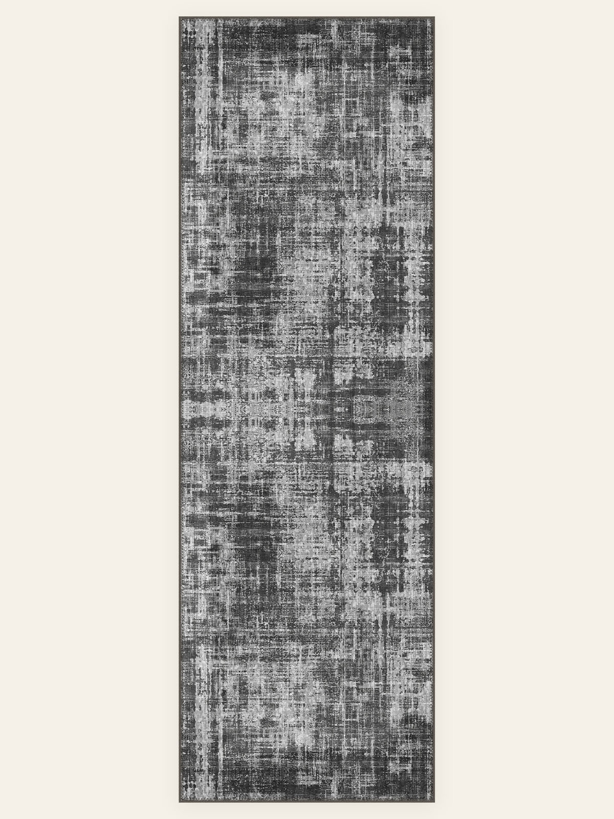 Graphite Wash washable rug, runner shape, top view