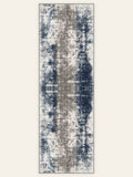 Indigo Storm washable rug, runner shape, top view