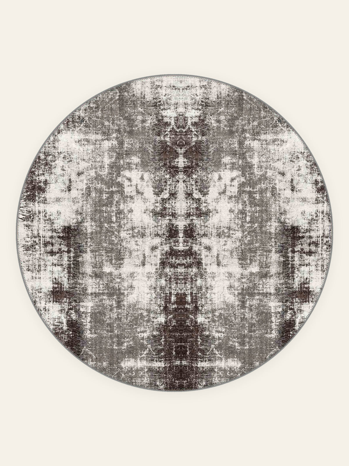 Umber Storm washable rug, round shape, top view