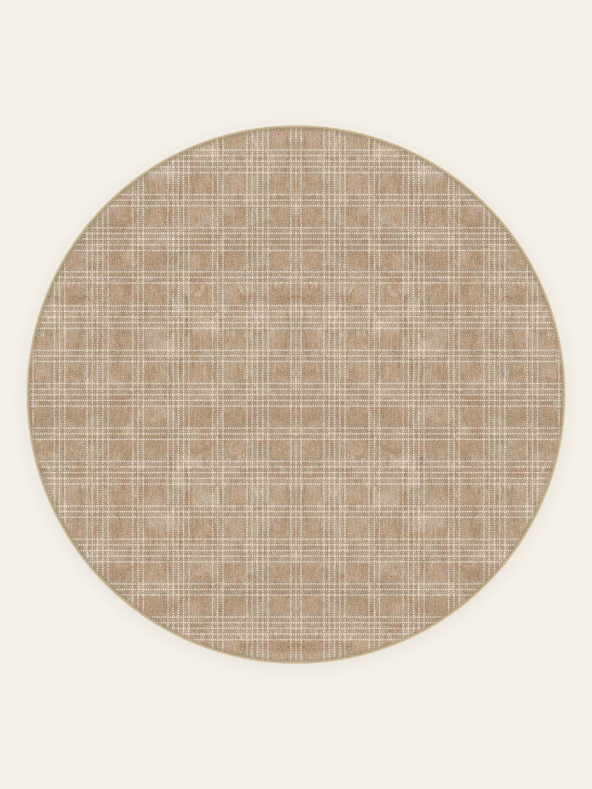 Caramel Plaid washable rug, round shape, top view