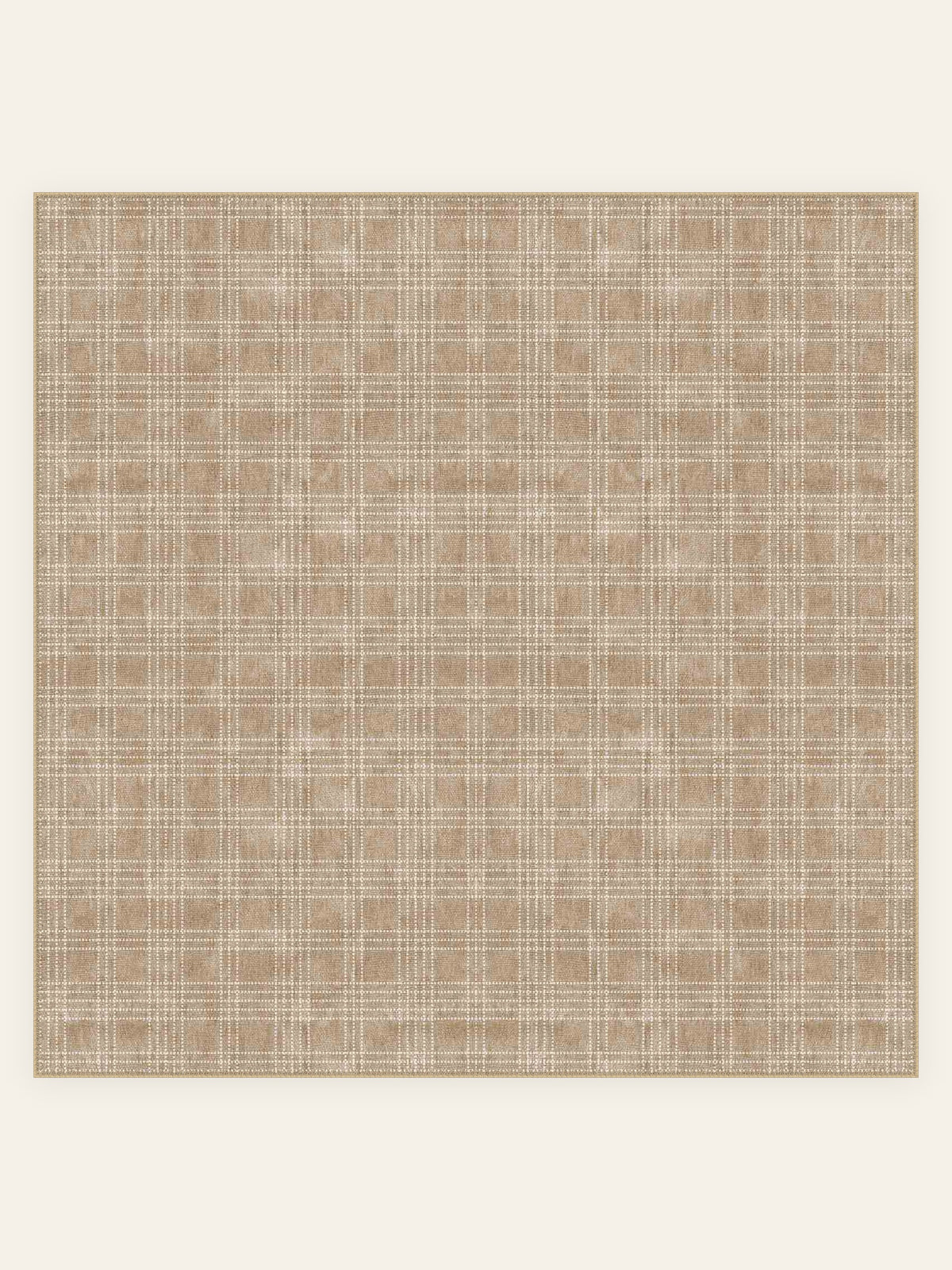 Caramel Plaid washable rug, square shape, top view