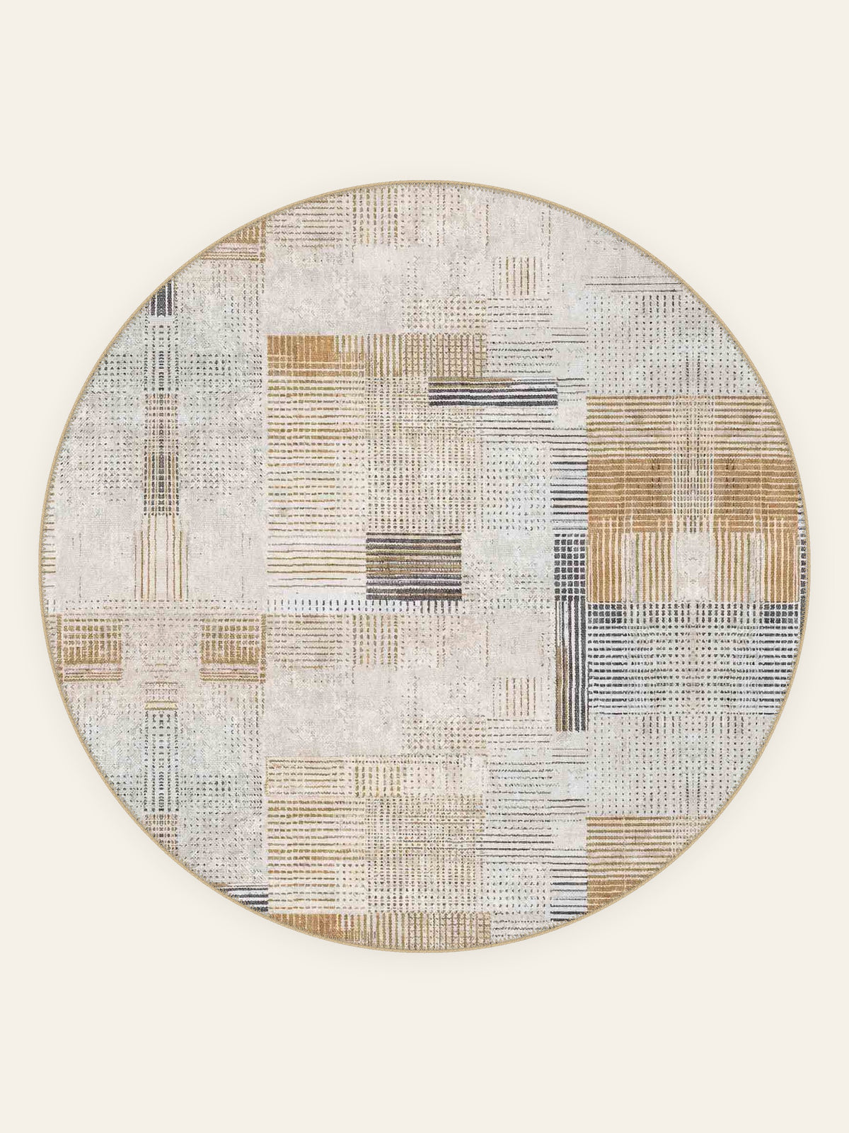 Bauhaus Patch washable rug, round shape, top view