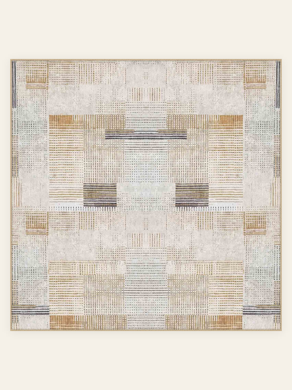Tapis lavable Bauhaus Patch, forme carrée, vu de dessus