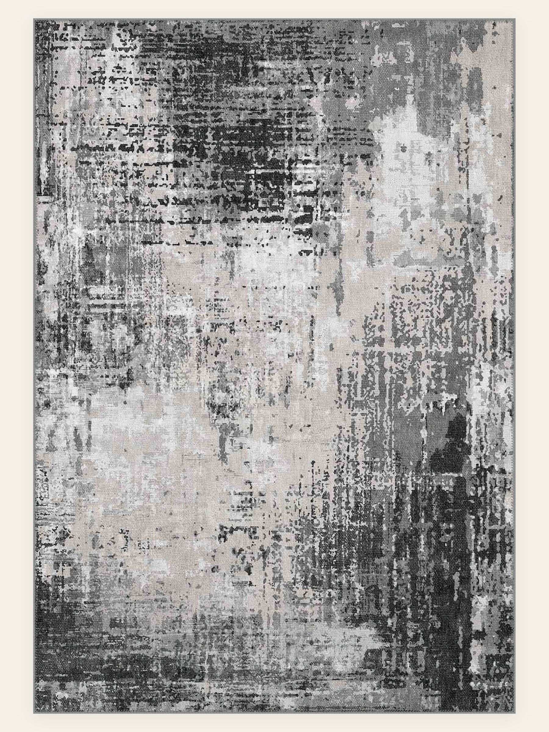 Ashfield Charcoal washable rug, rectangle shape, top view
