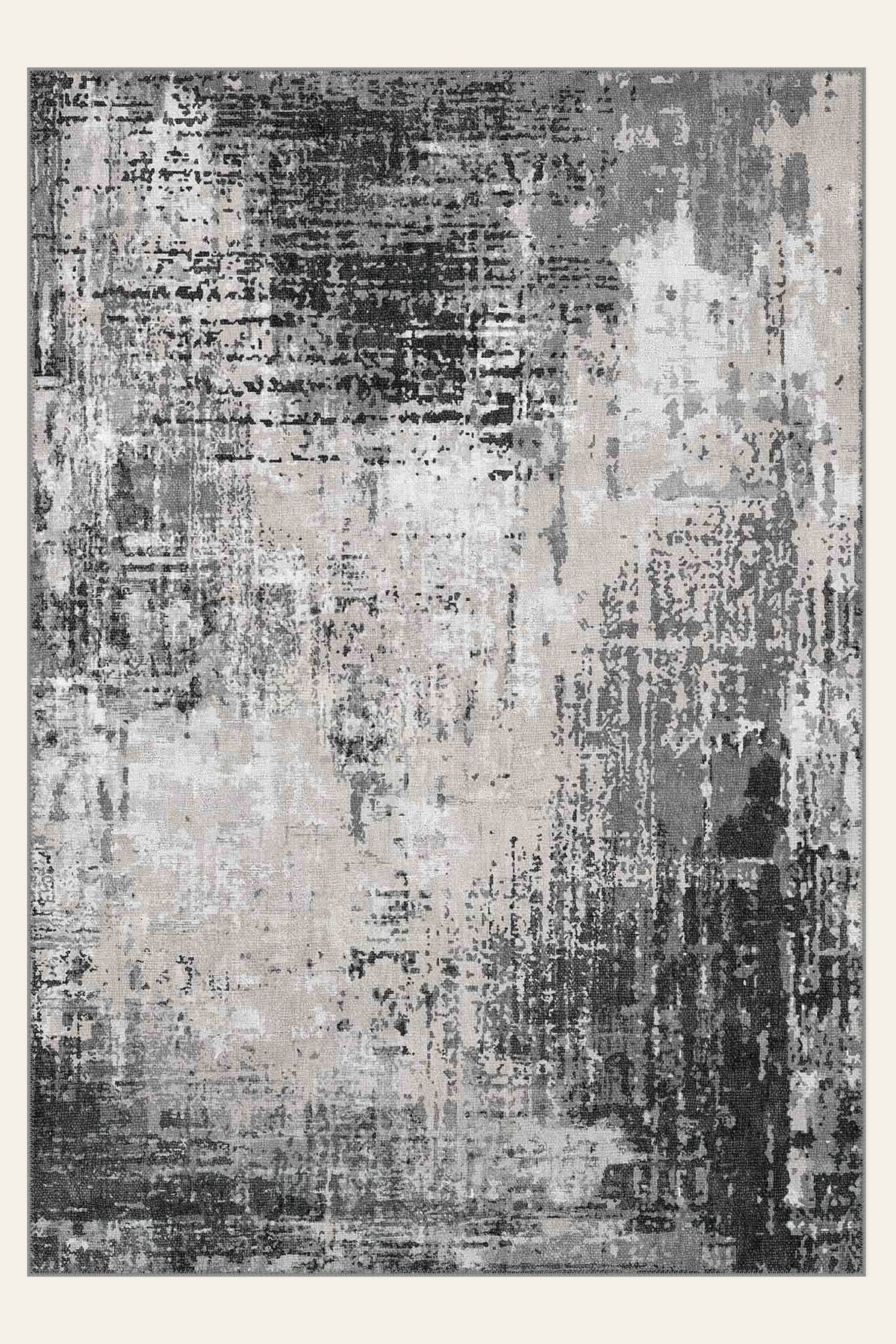 Ashfield Charcoal washable rug, rectangle shape, top view