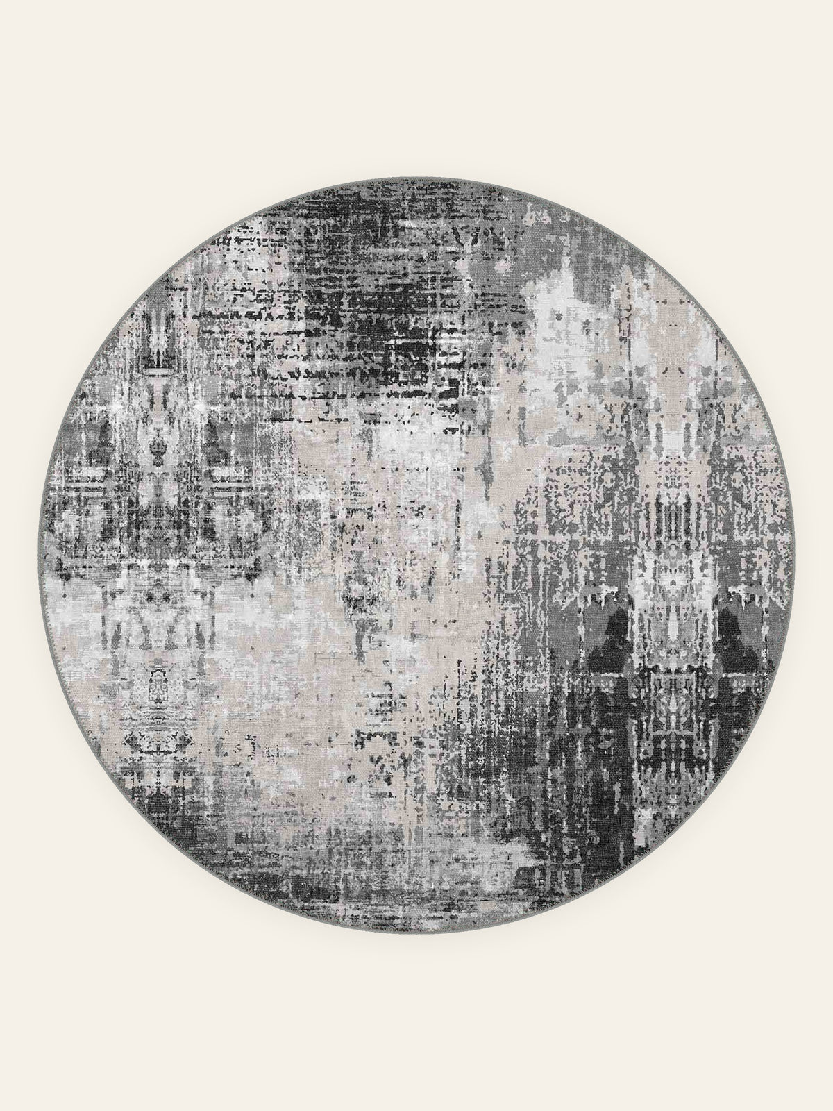 Ashfield Charcoal washable rug, round shape, top view