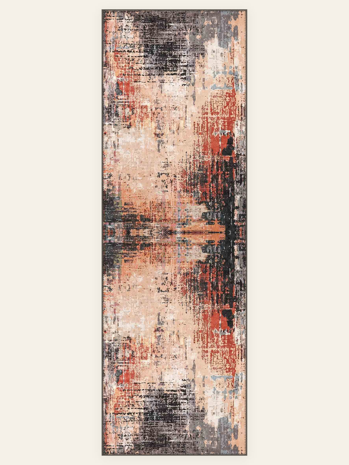 Ashfield Terracotta Multi washable rug, runner shape, top view