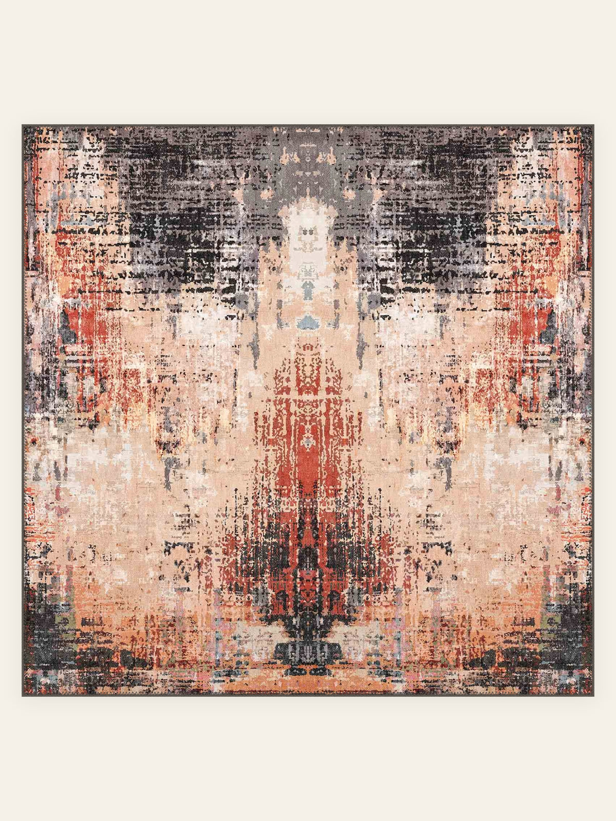 Tapis lavable Ashfield Terracotta Multi, forme carrée, vu de dessus
