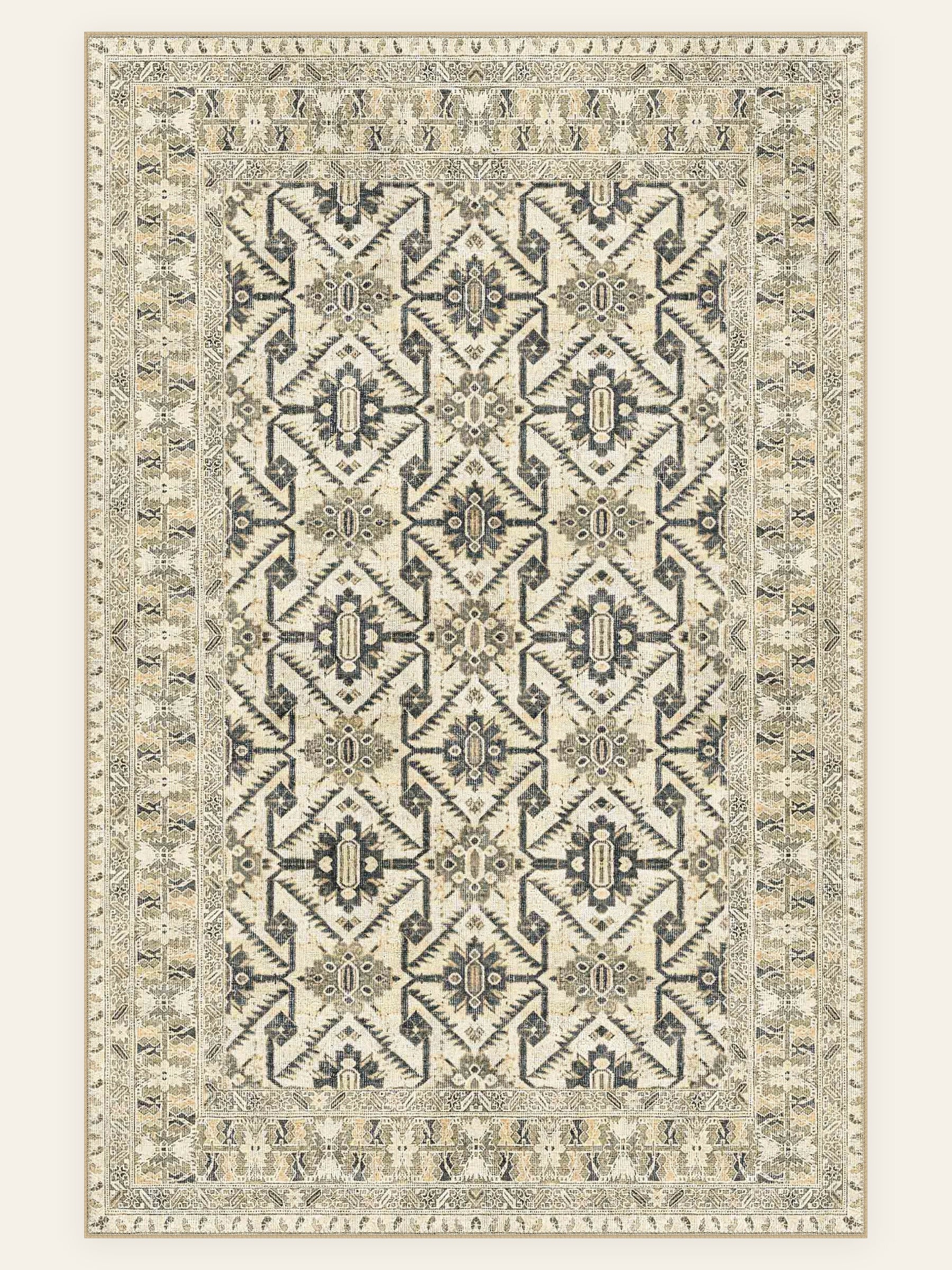 Sage Trellis washable rug, rectangle shape, top view