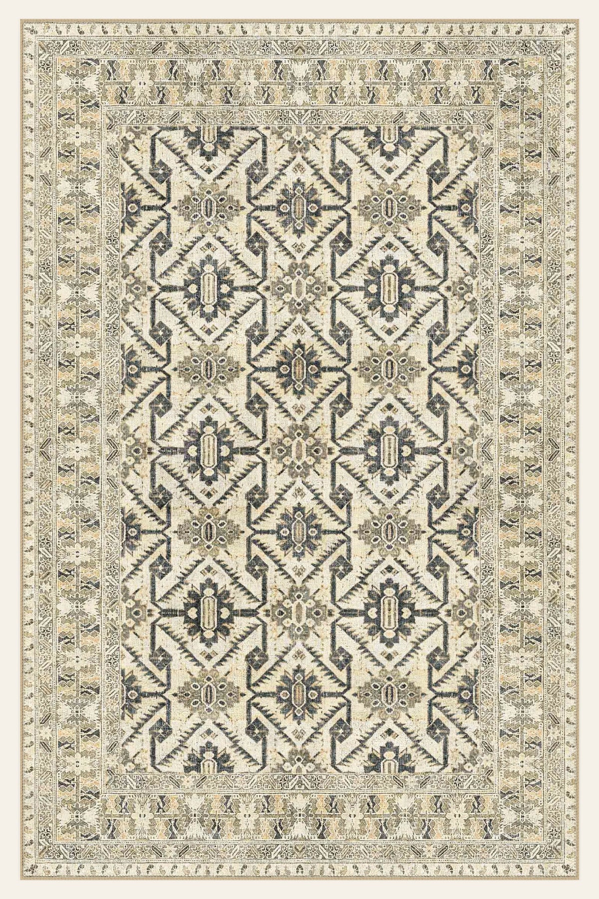 Sage Trellis washable rug, rectangle shape, top view