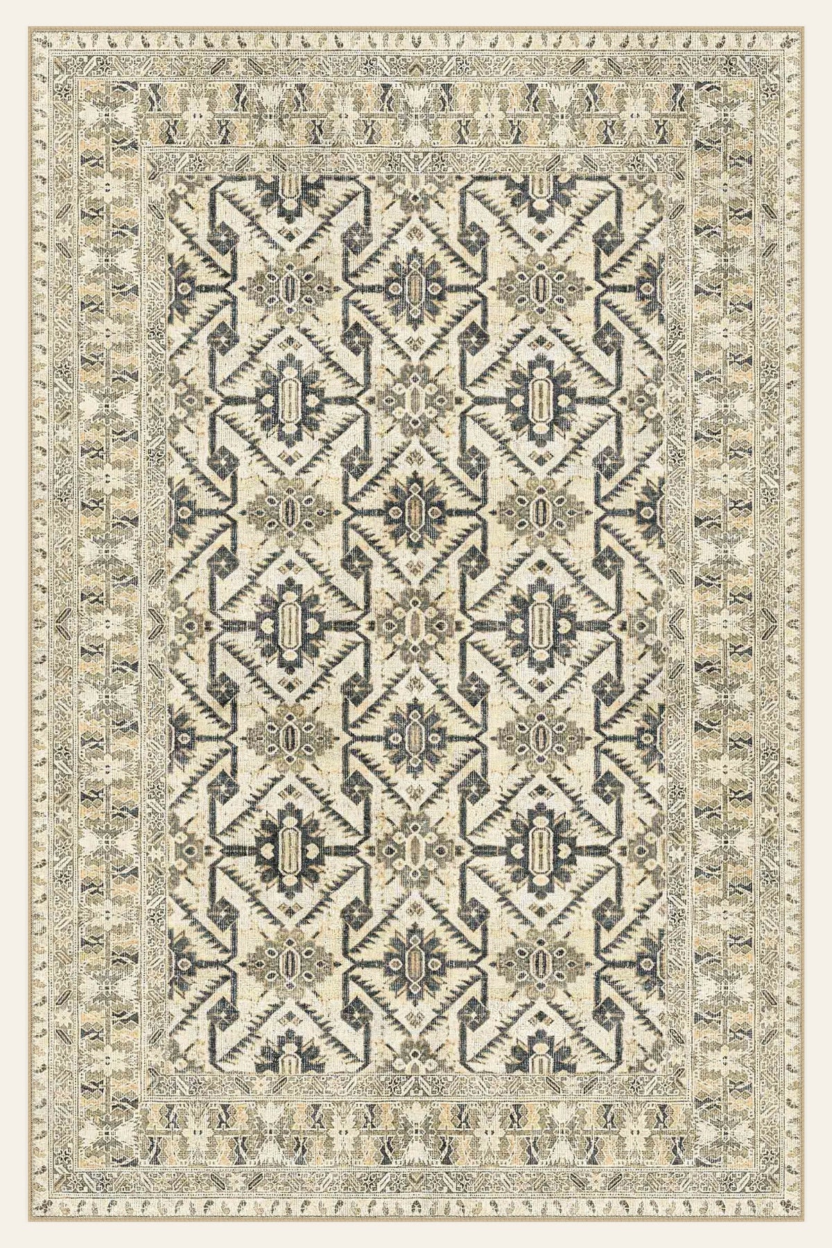 Sage Trellis washable rug, rectangle shape, top view