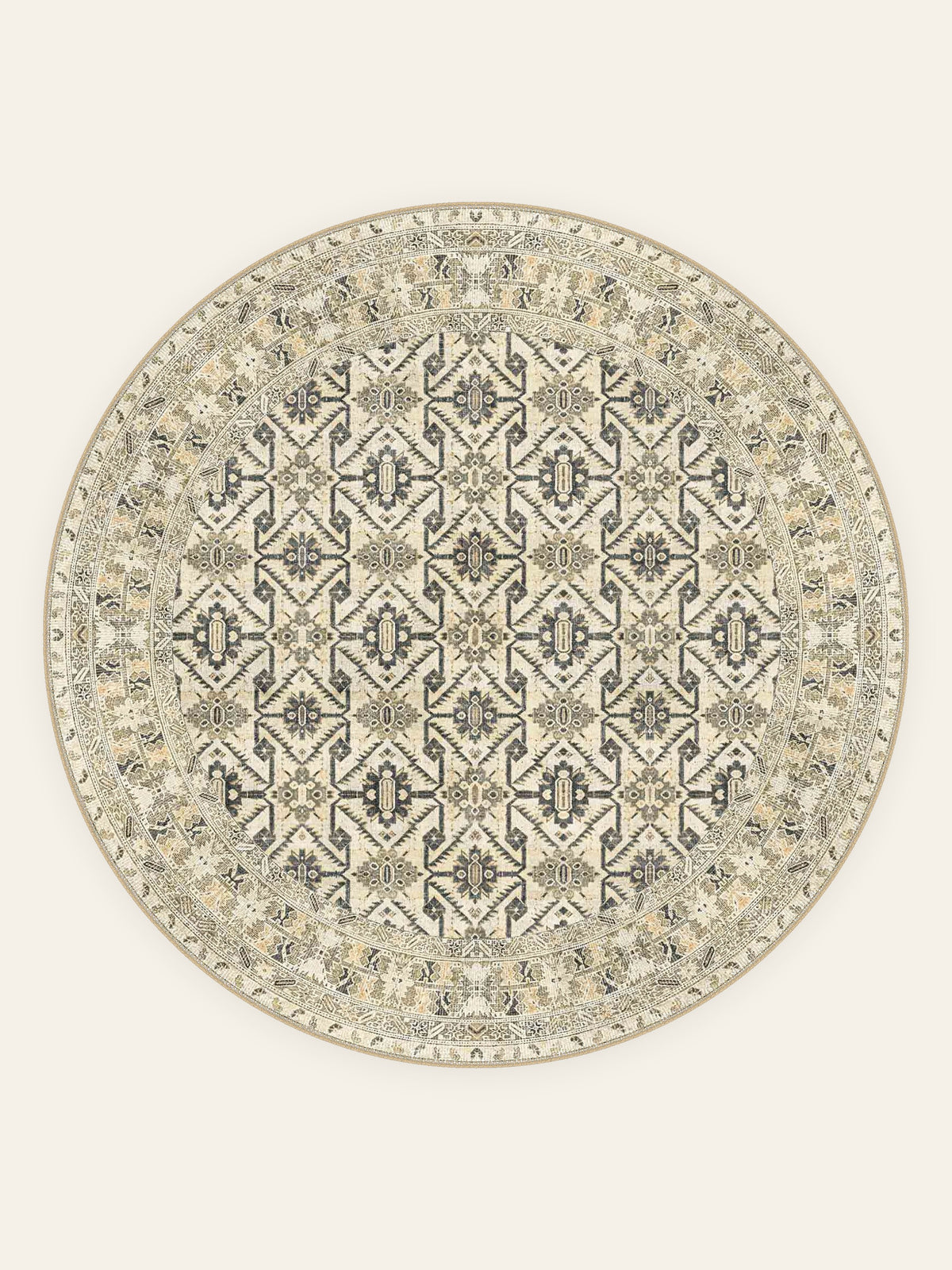 Sage Trellis washable rug, round shape, top view