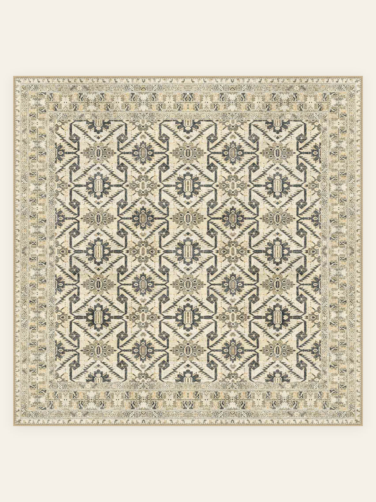 Tapis lavable Sage Trellis, forme carrée, vu de dessus