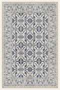 Indigo Trellis washable rug, rectangle shape, top view