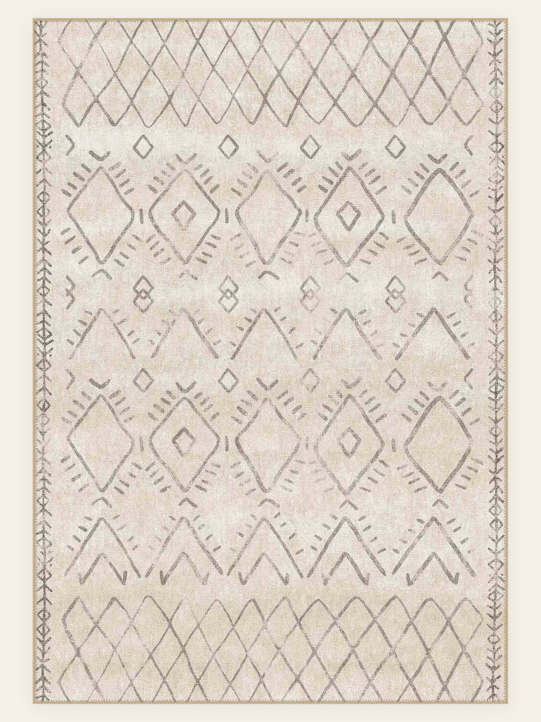 Berber Diamond washable rug, rectangle shape, top view