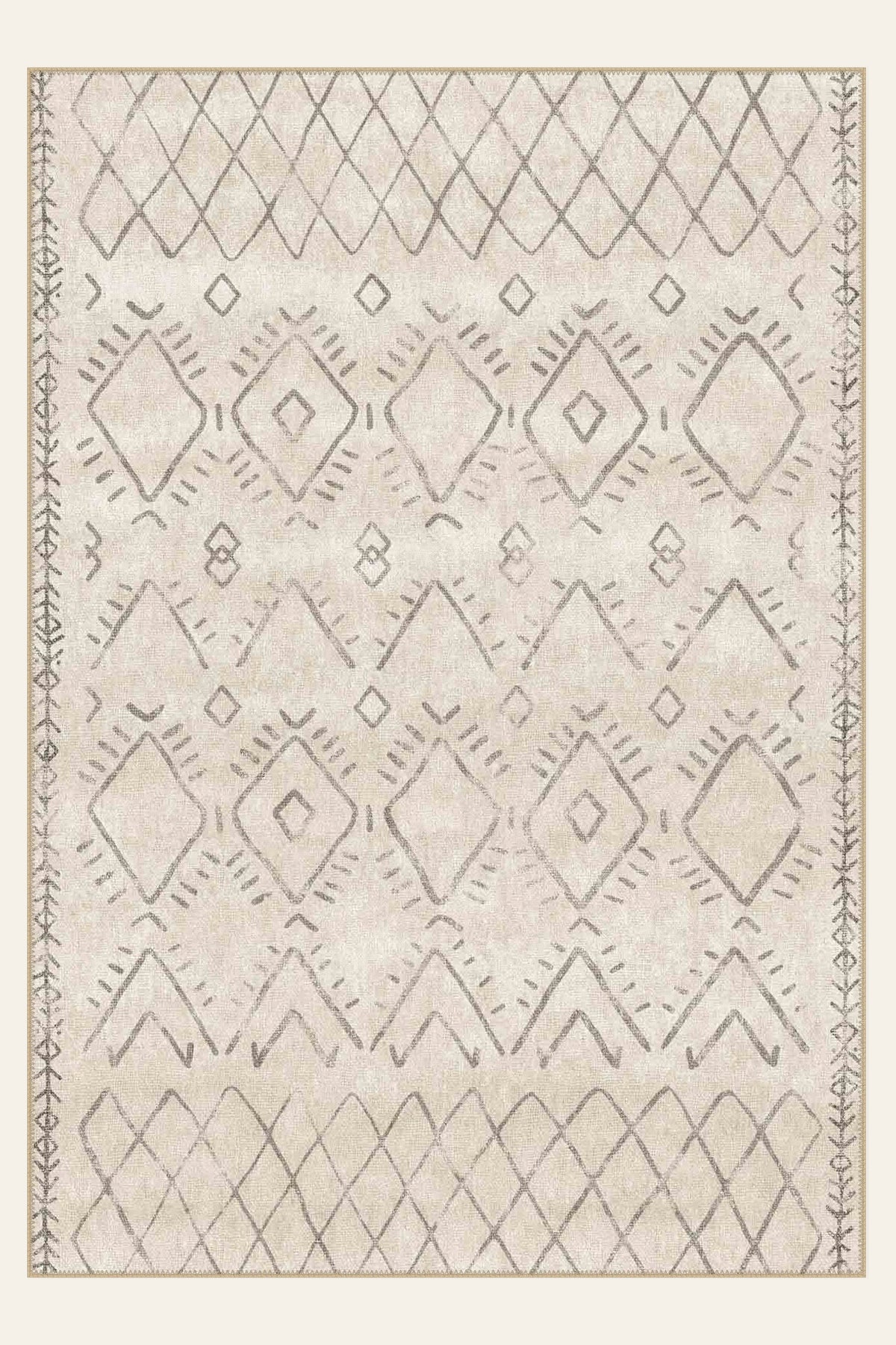 Berber Diamond washable rug, rectangle shape, top view