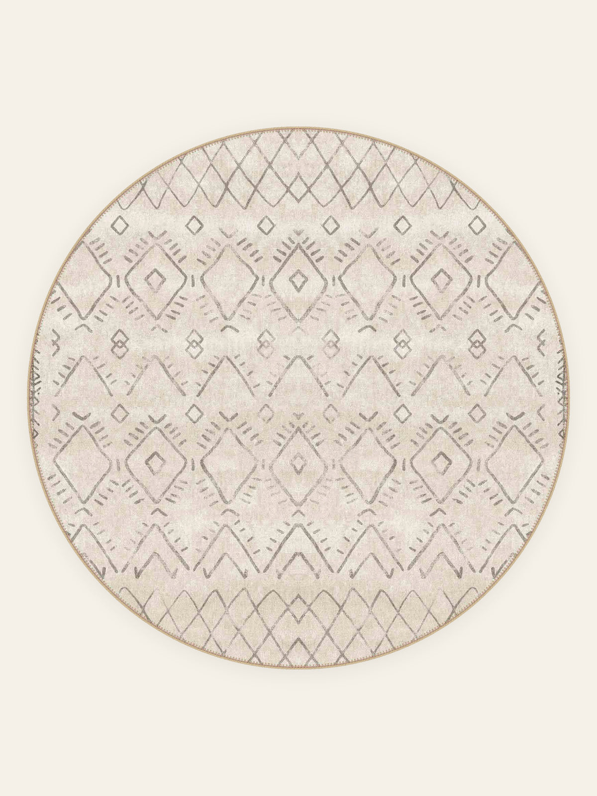 Berber Diamond washable rug, round shape, top view