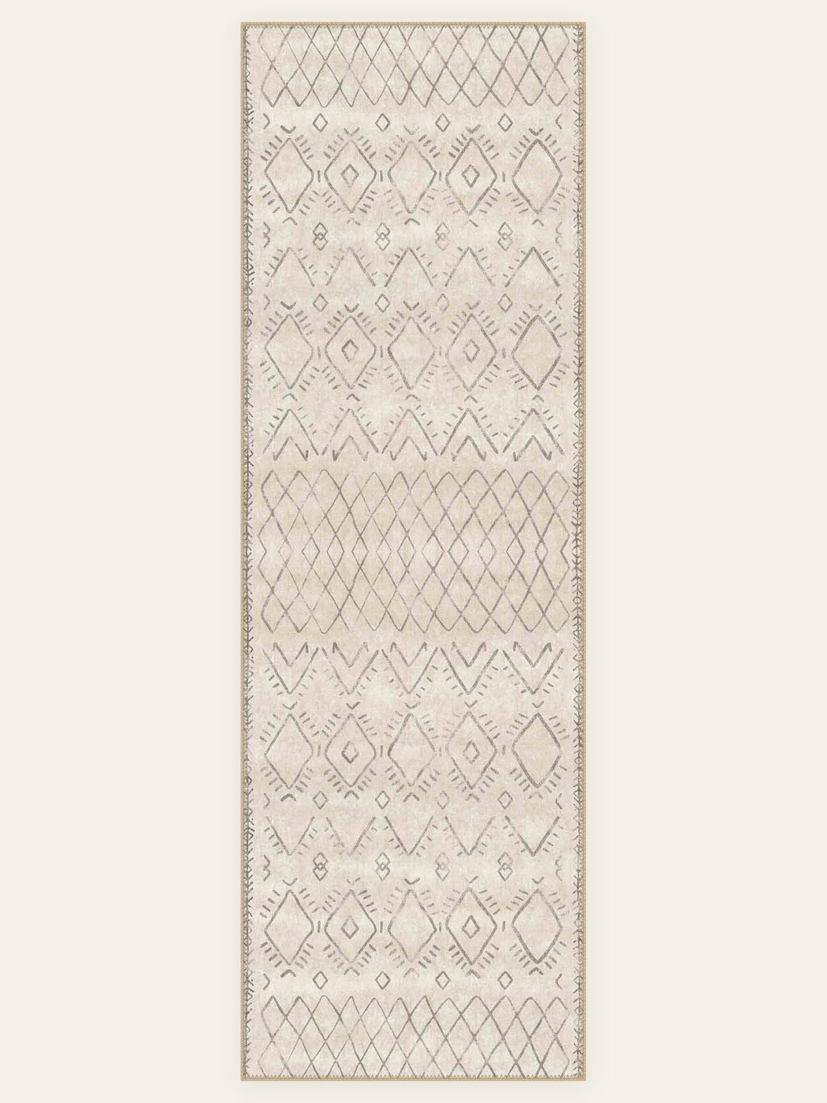 Berber Diamond washable rug, runner shape, top view