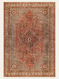 Rustic Heriz washable rug, rectangle shape, top view