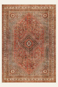 Rustic Heriz washable rug, rectangle shape, top view