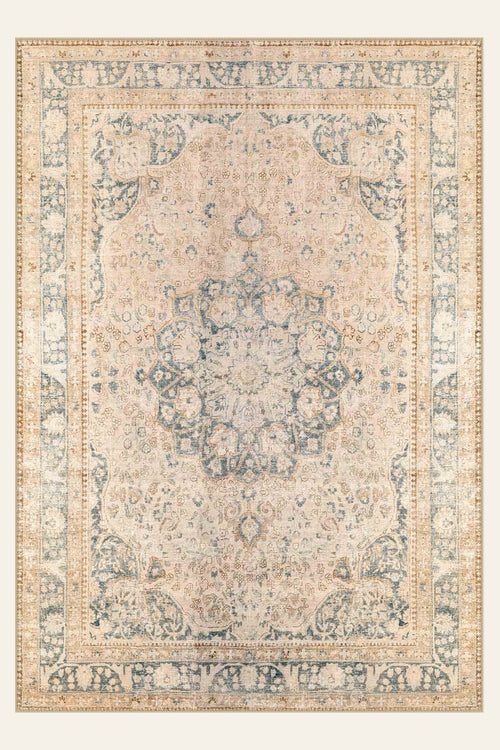 Porcelain Bloom washable rug, rectangle shape, top view