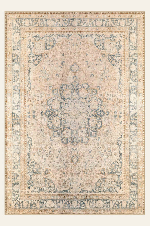 Porcelain Bloom washable rug, rectangle shape, top view